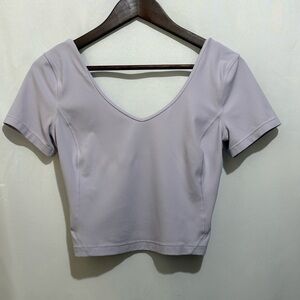 Lululemon Align Tee Nulu Slim Fit Cropped Length Top in Black-Size 4 Small